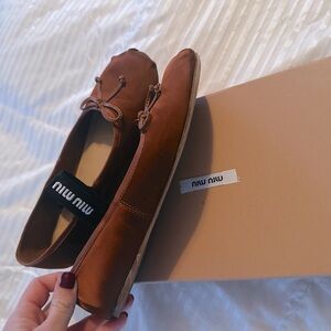 Miu Miu Brown Ballet Flat Shoes